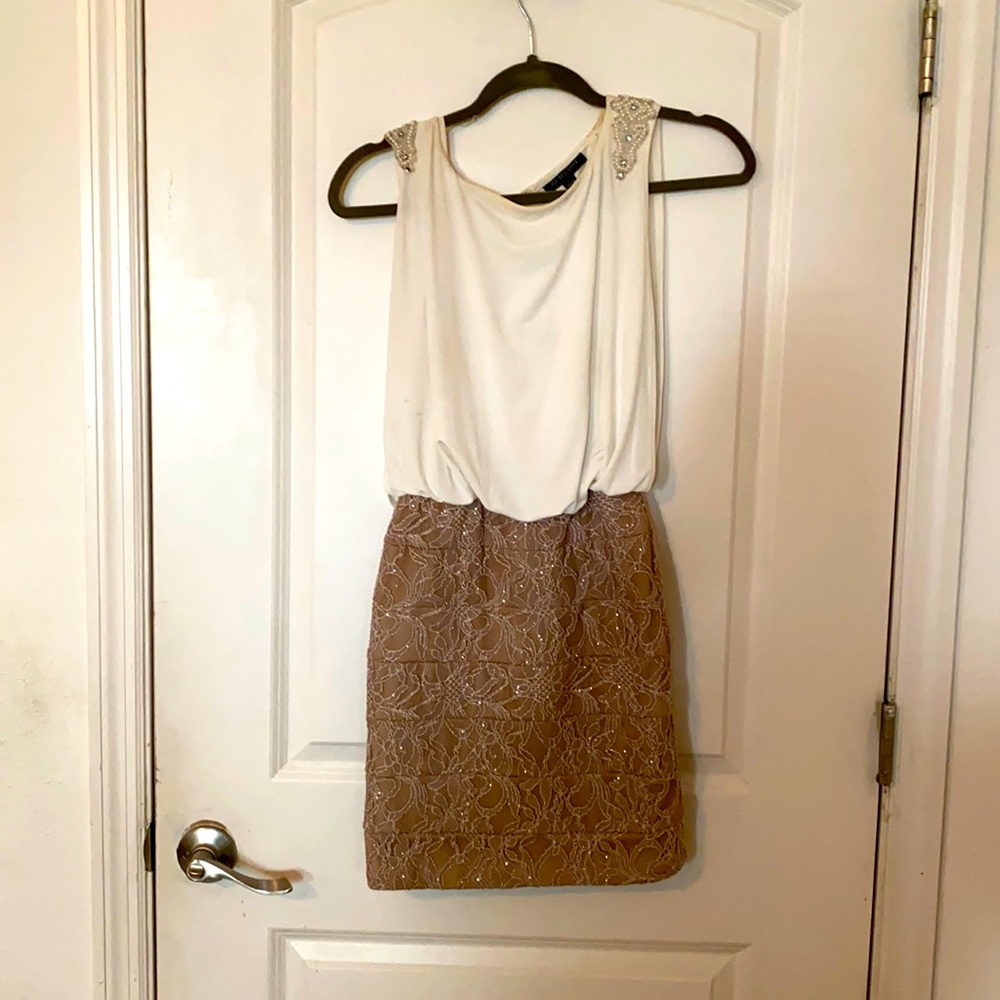 An off white and beige dress